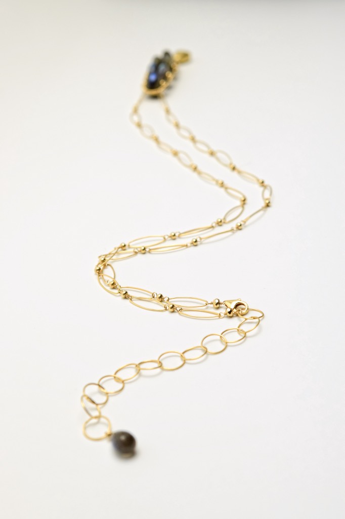 long labradorite gold necklace