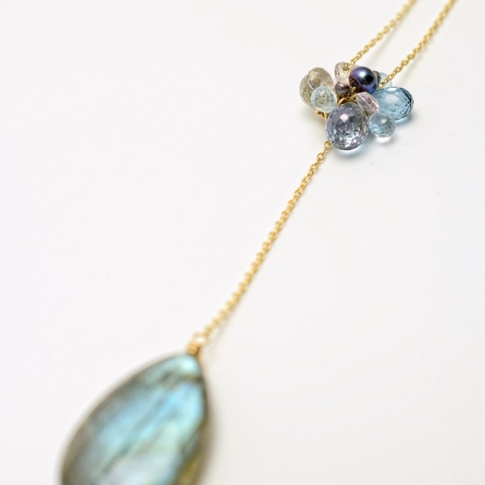 labradorite drop pendant and gemstone necklace