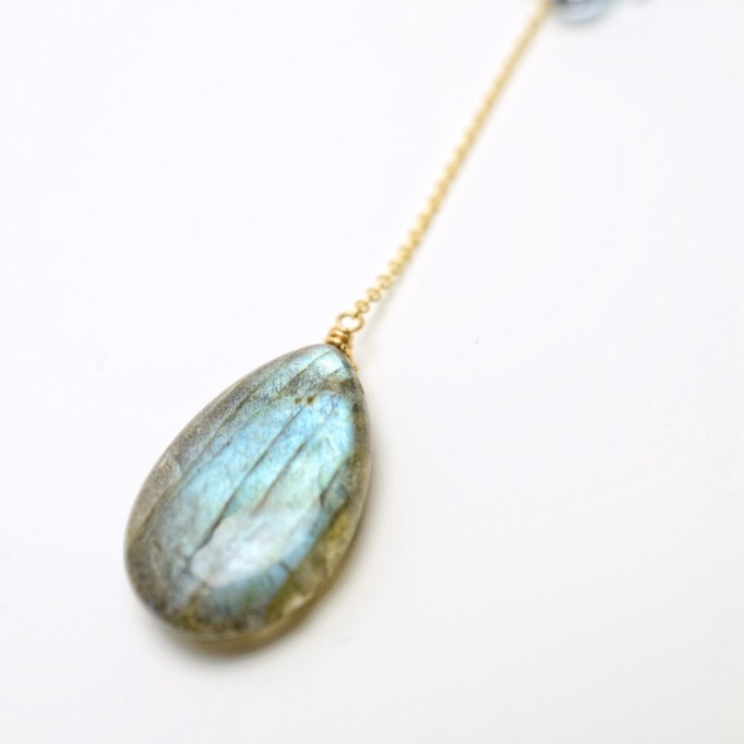 labradorite drop pendant and gemstone necklace