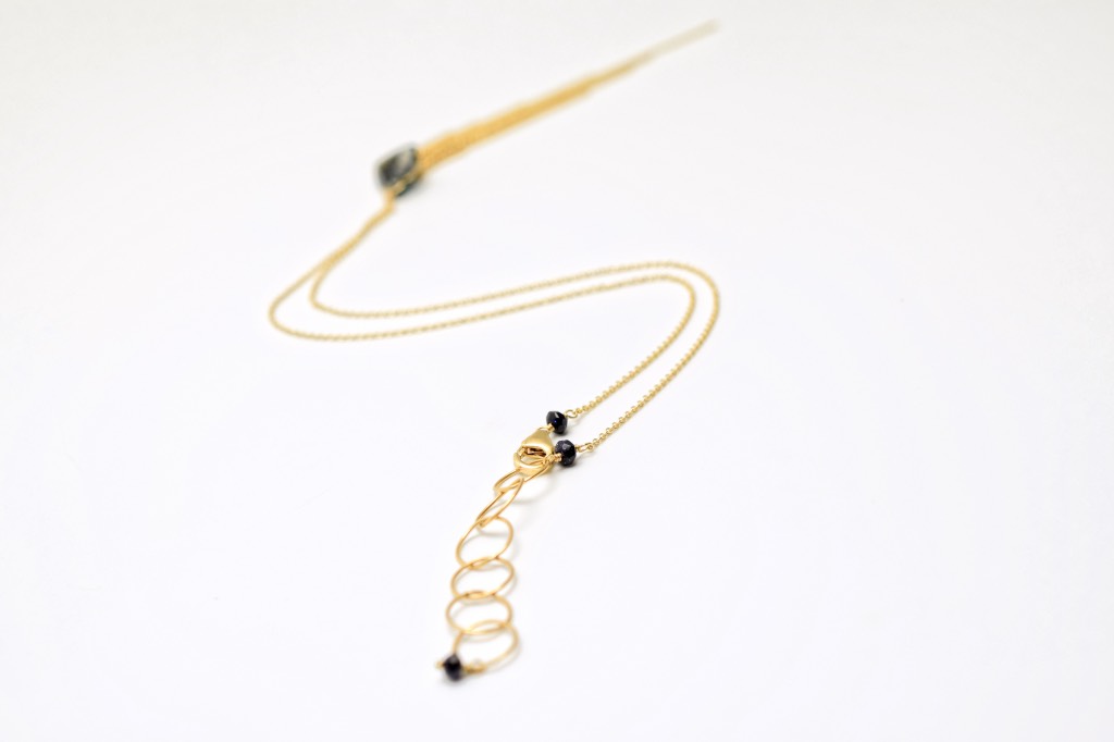 fancy cut gemstone multi drop gold chain necklace
