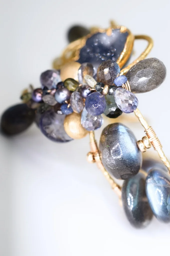 gemstone and druzy cuff bracelet