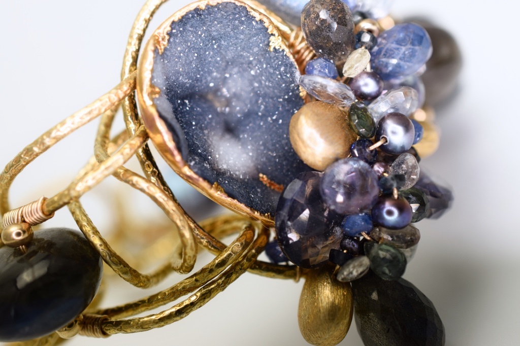 gemstone and druzy cuff bracelet 