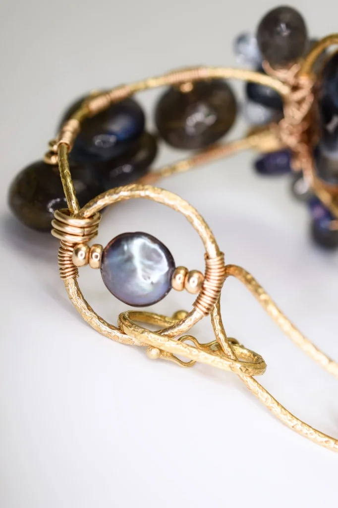 gemstone and druzy cuff bracelet