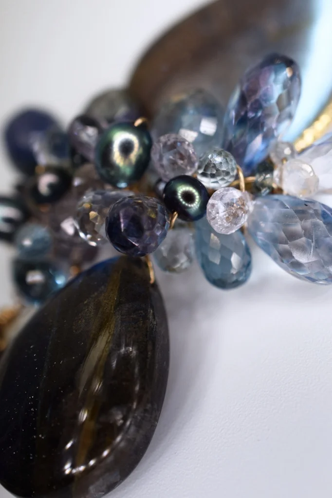 gemstone and labradorite multi drop necklace