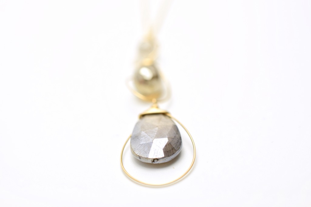 moonstone triple drop gold necklace