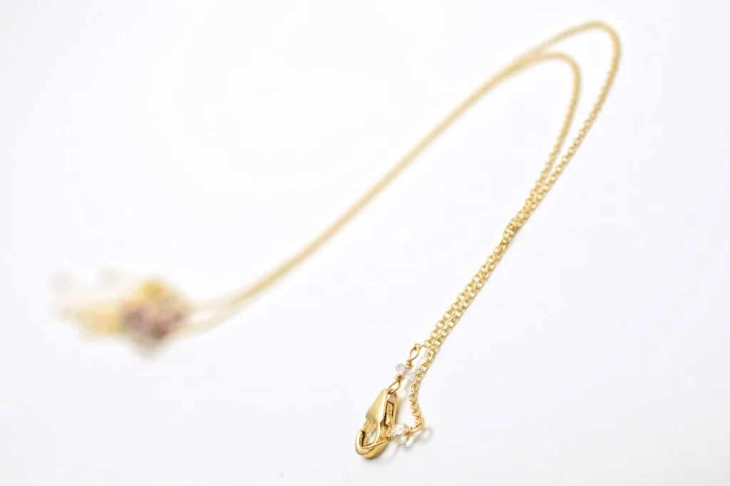 pink sapphire multi gold chain drop necklace