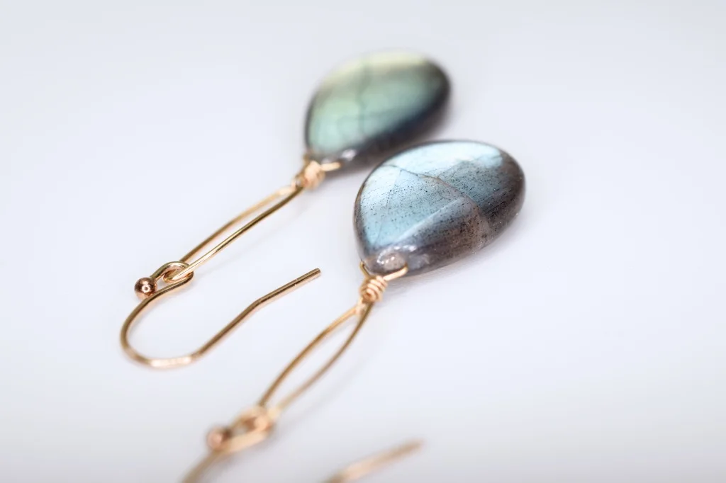 labradorite teardrop gold earrings