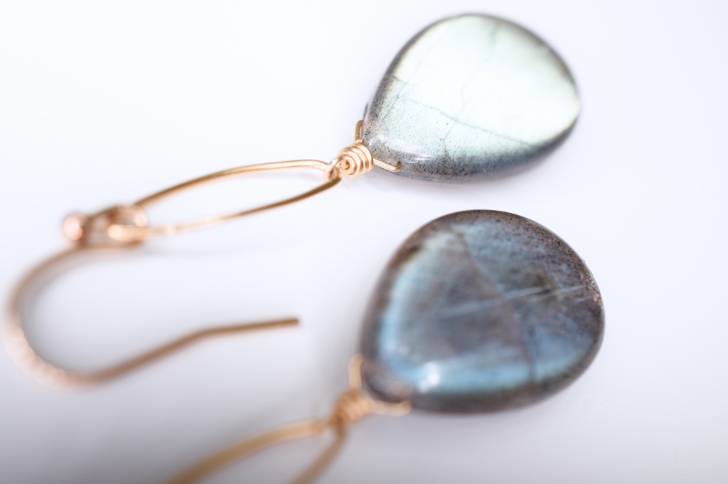 labradorite teardrop gold earrings