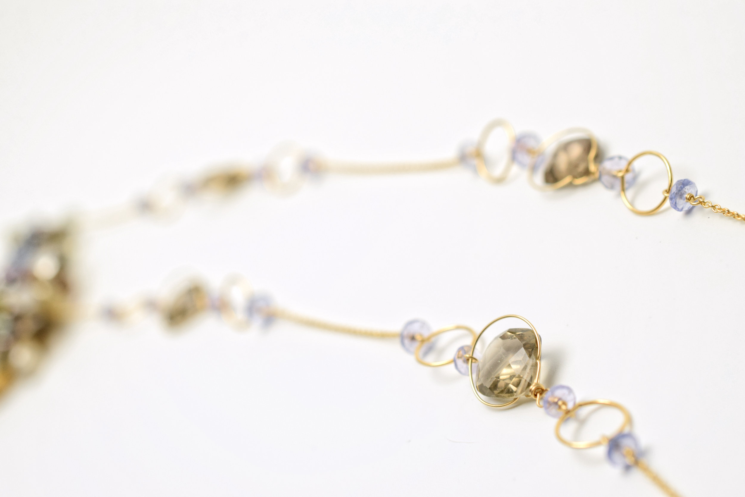 gemstone druzy pearl circle pendant with gold chain tassel long necklace