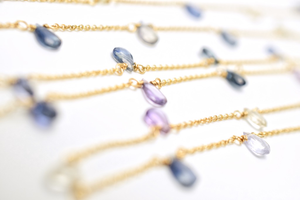sapphire gold layering necklace