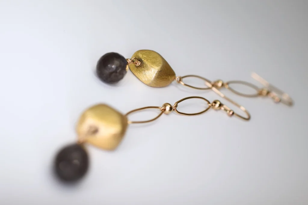 labradorite briolette gold chain link drop earrings