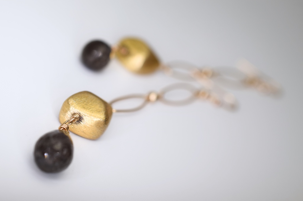 labradorite briolette gold chain link drop earrings