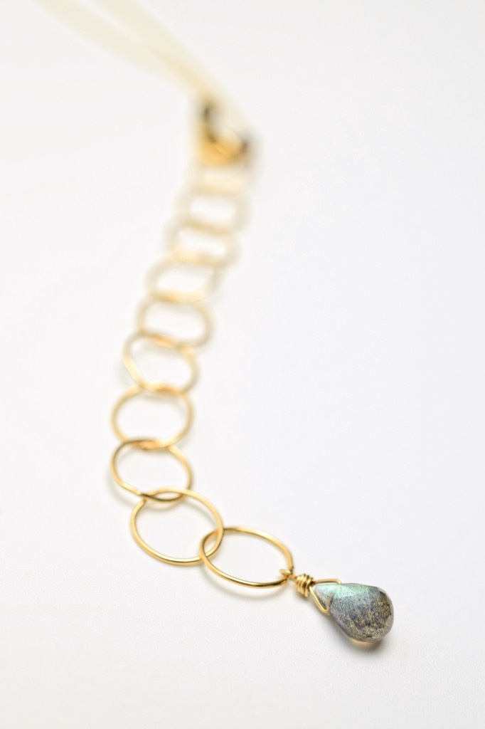 labradorite gold circle link multi drop pendant necklace