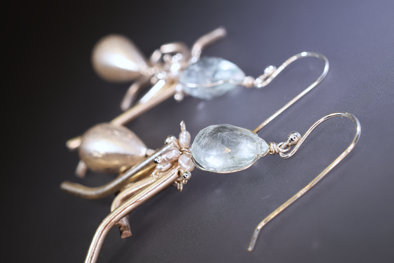 aquamarine earrings with hill tribe silver