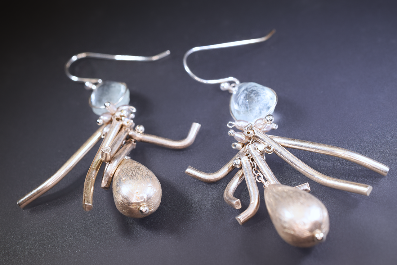 aquamarine earrings with hill tribe silver