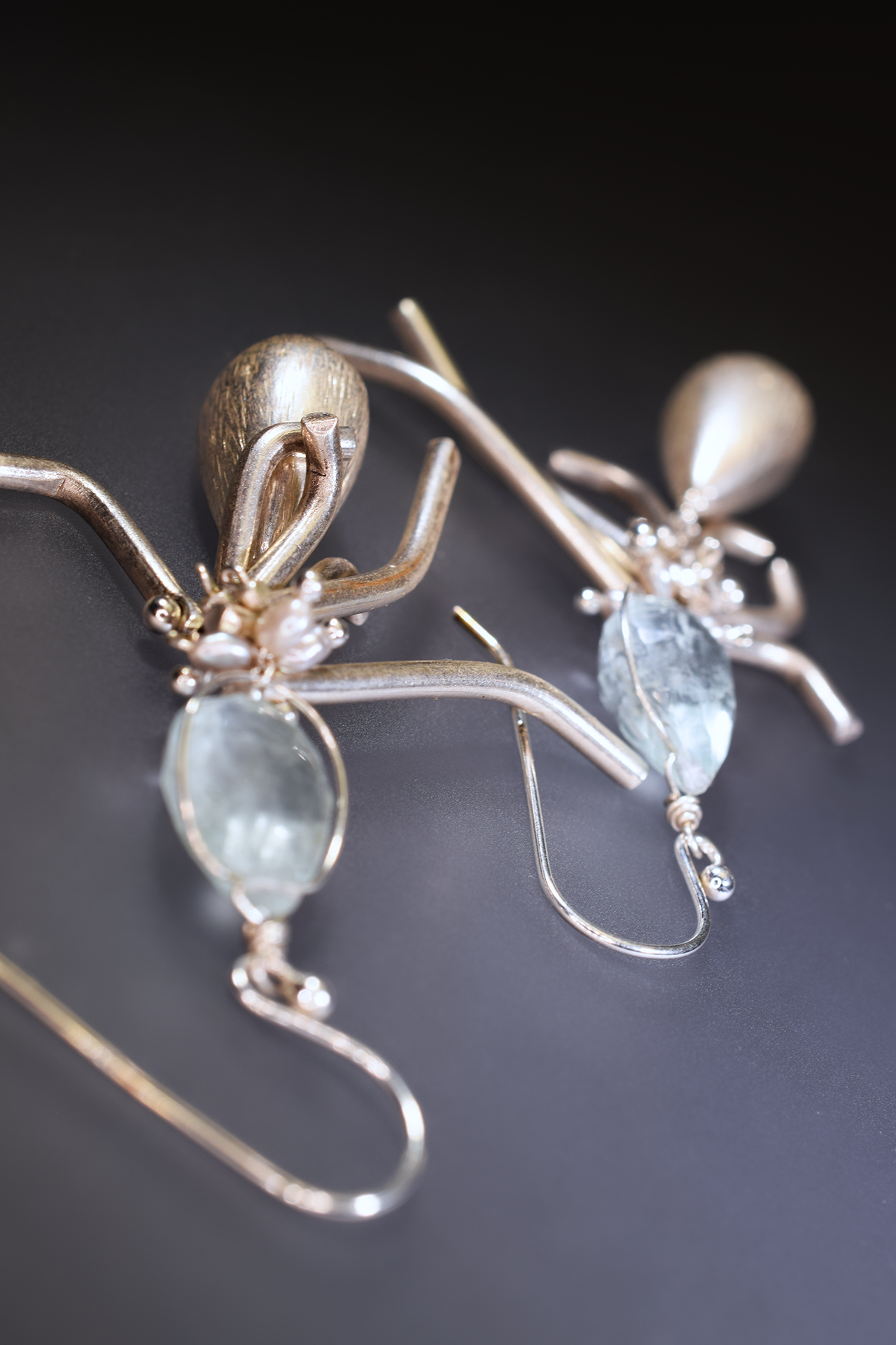 aquamarine earrings with hill tribe silver