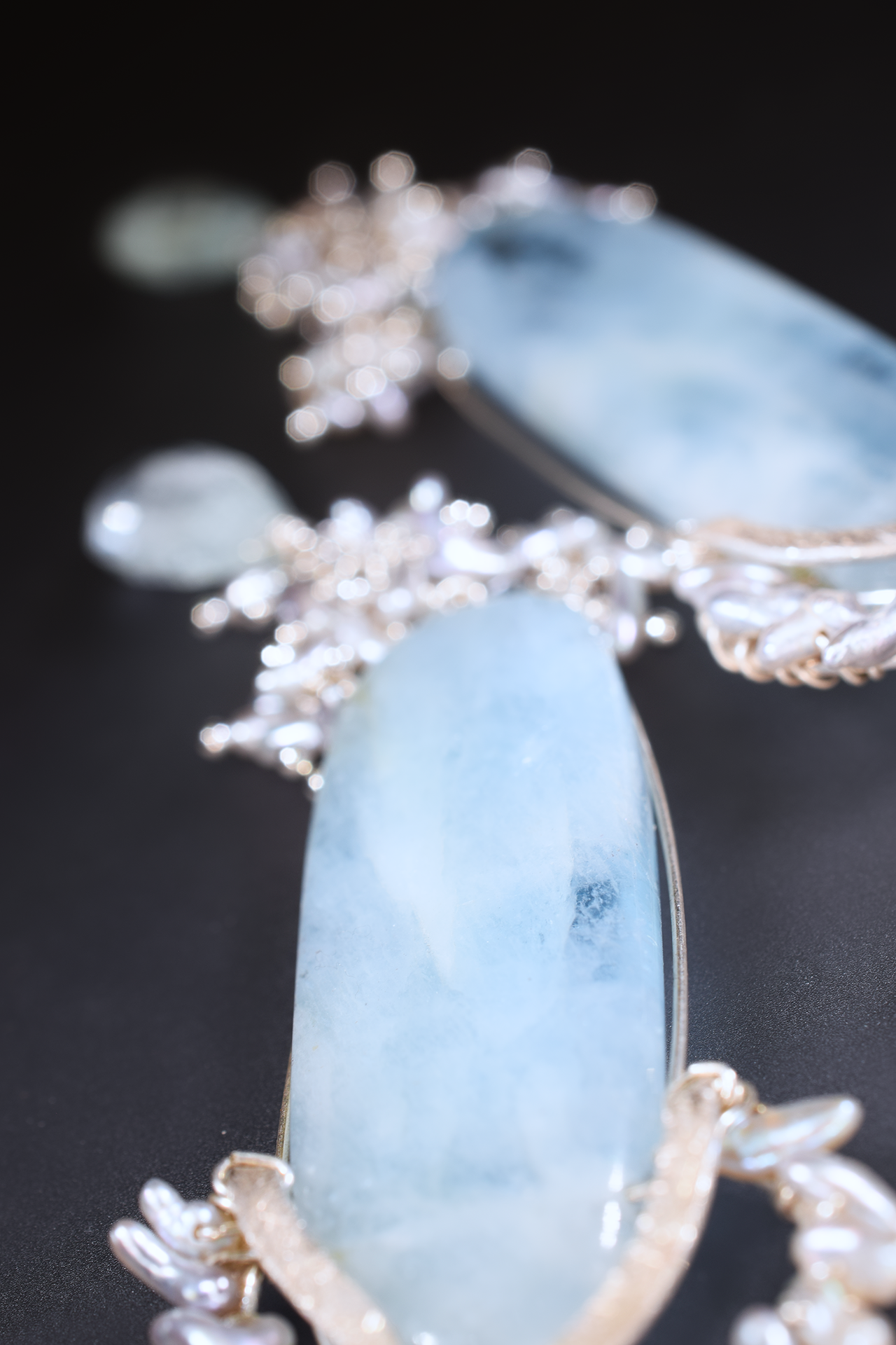 long aquamarine pendant earrings with sterling silver