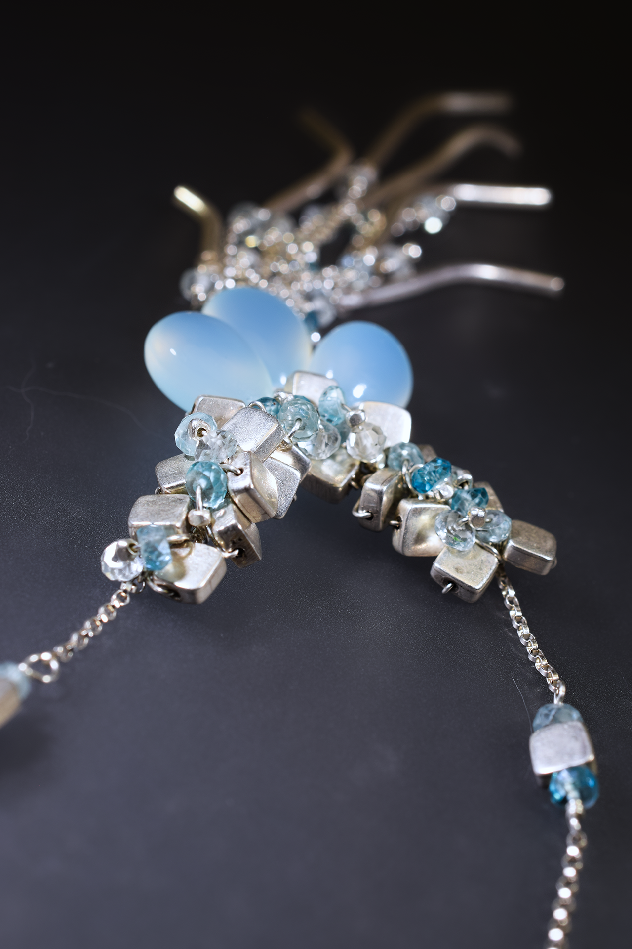 Chalcedony and hill tribe silver necklace