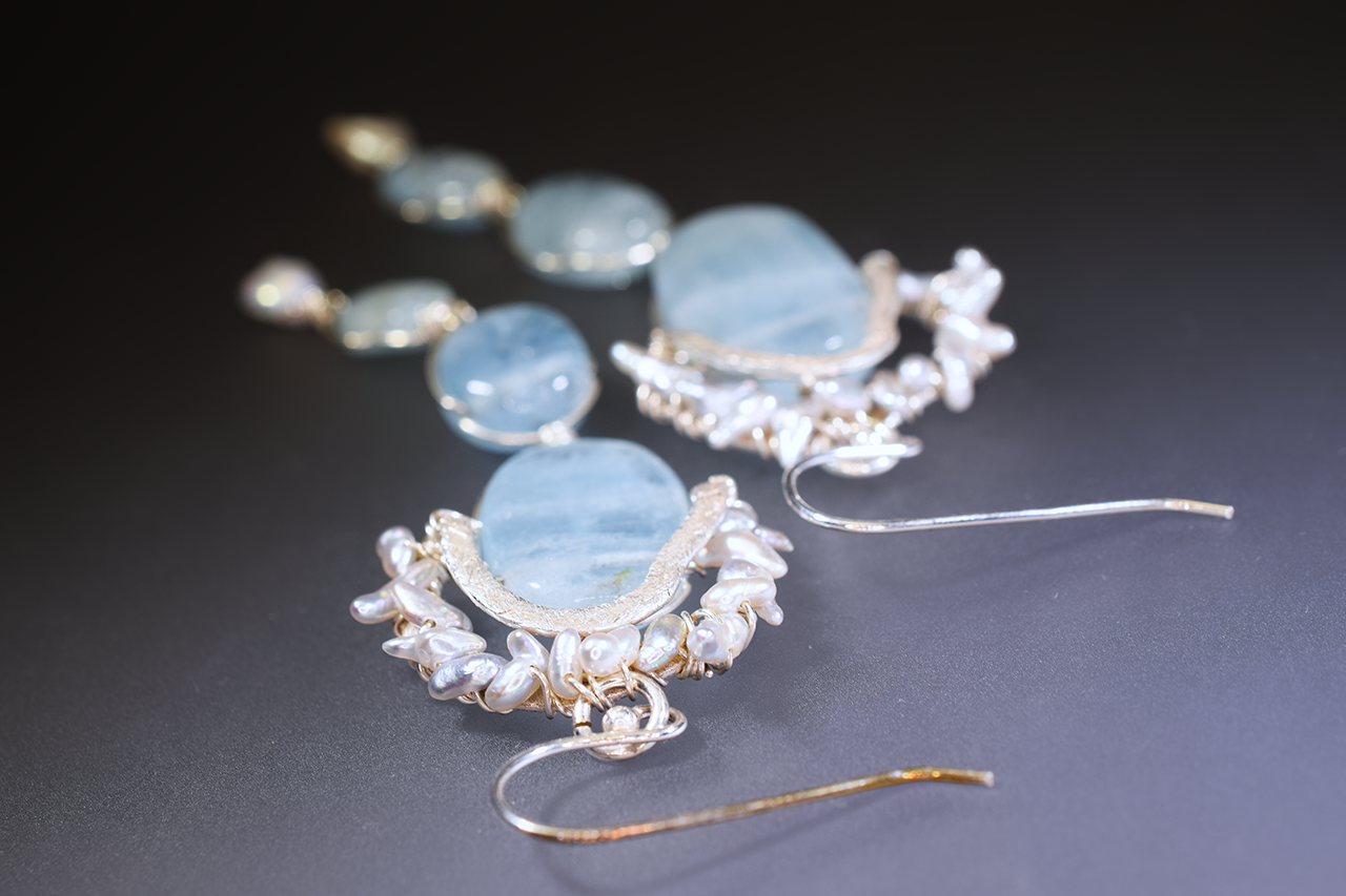 triple drop aquamarine earrings