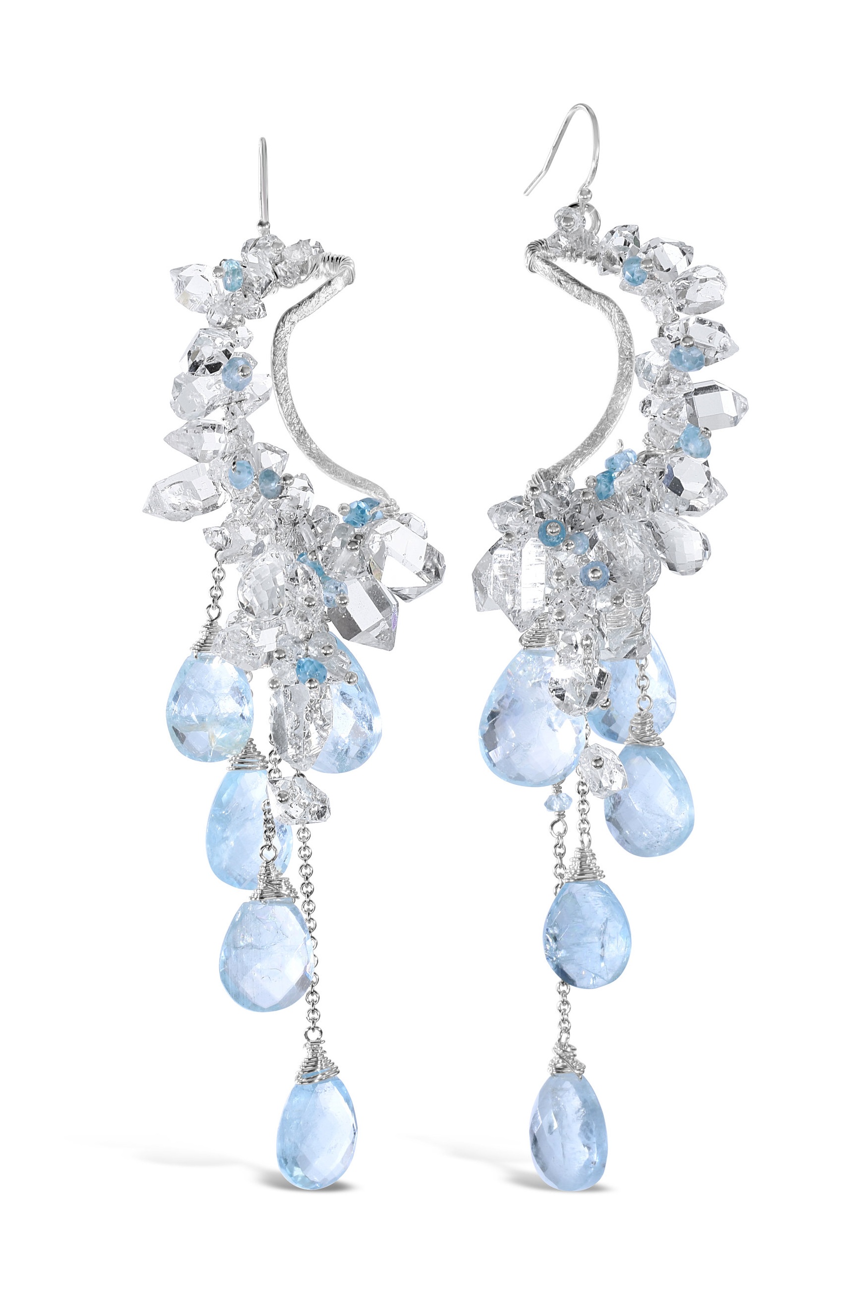 herkimer aquamarine and sterling silver custom earrings