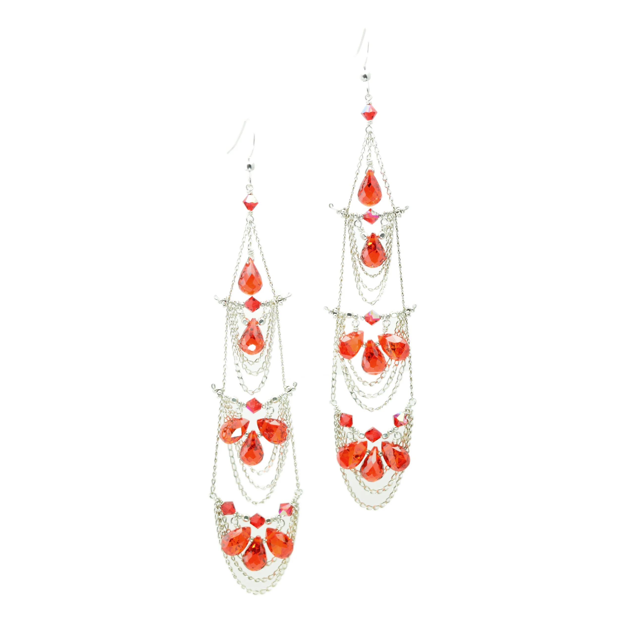 Scarlet Swarovski Crystal Chandelier Earrings