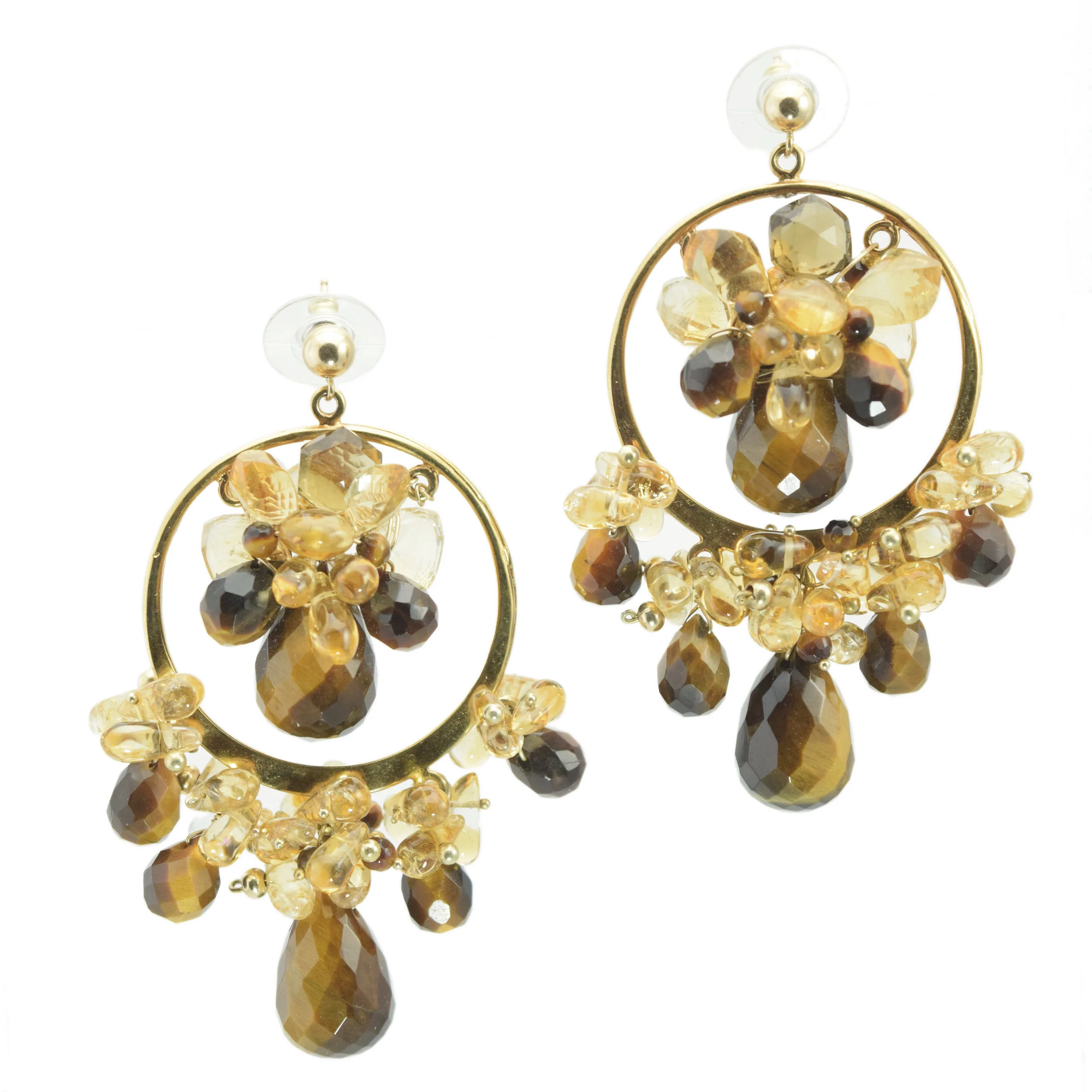 Cats Eye and Citrine Hoop Earrings