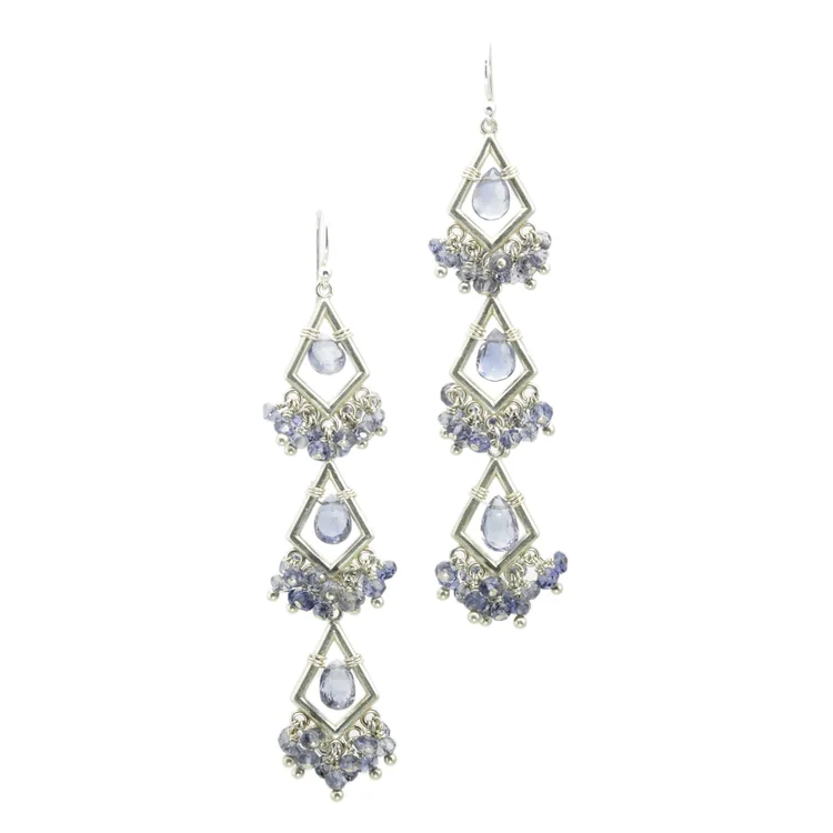 Iolite Tiered Chandelier Earrings, by Andrea Li