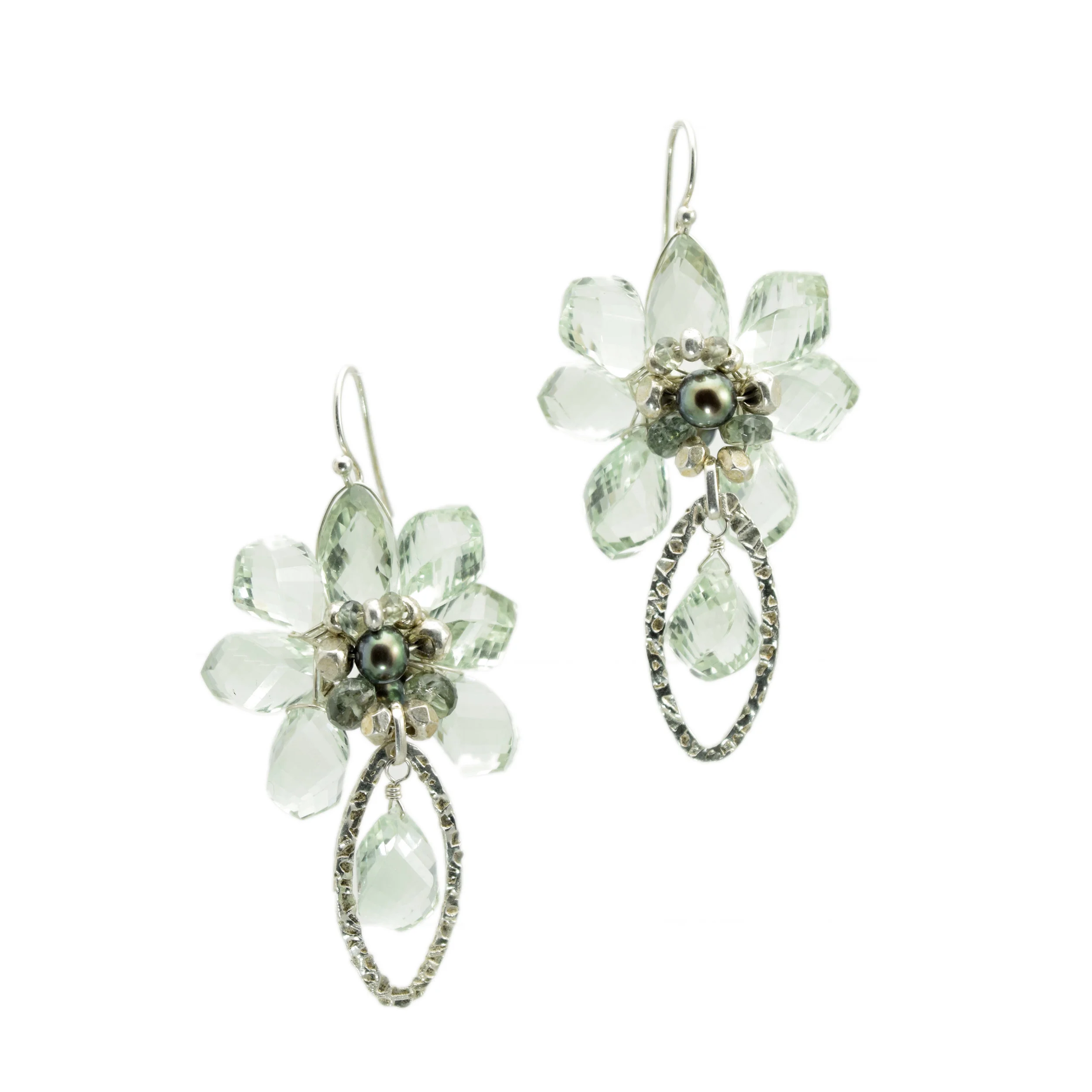 Green Amethyst Burst Earrings