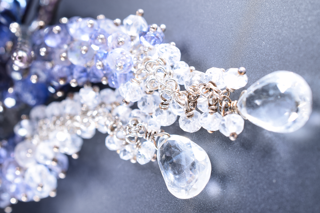 Iolite Ombre Gemstone Cluster Earrings