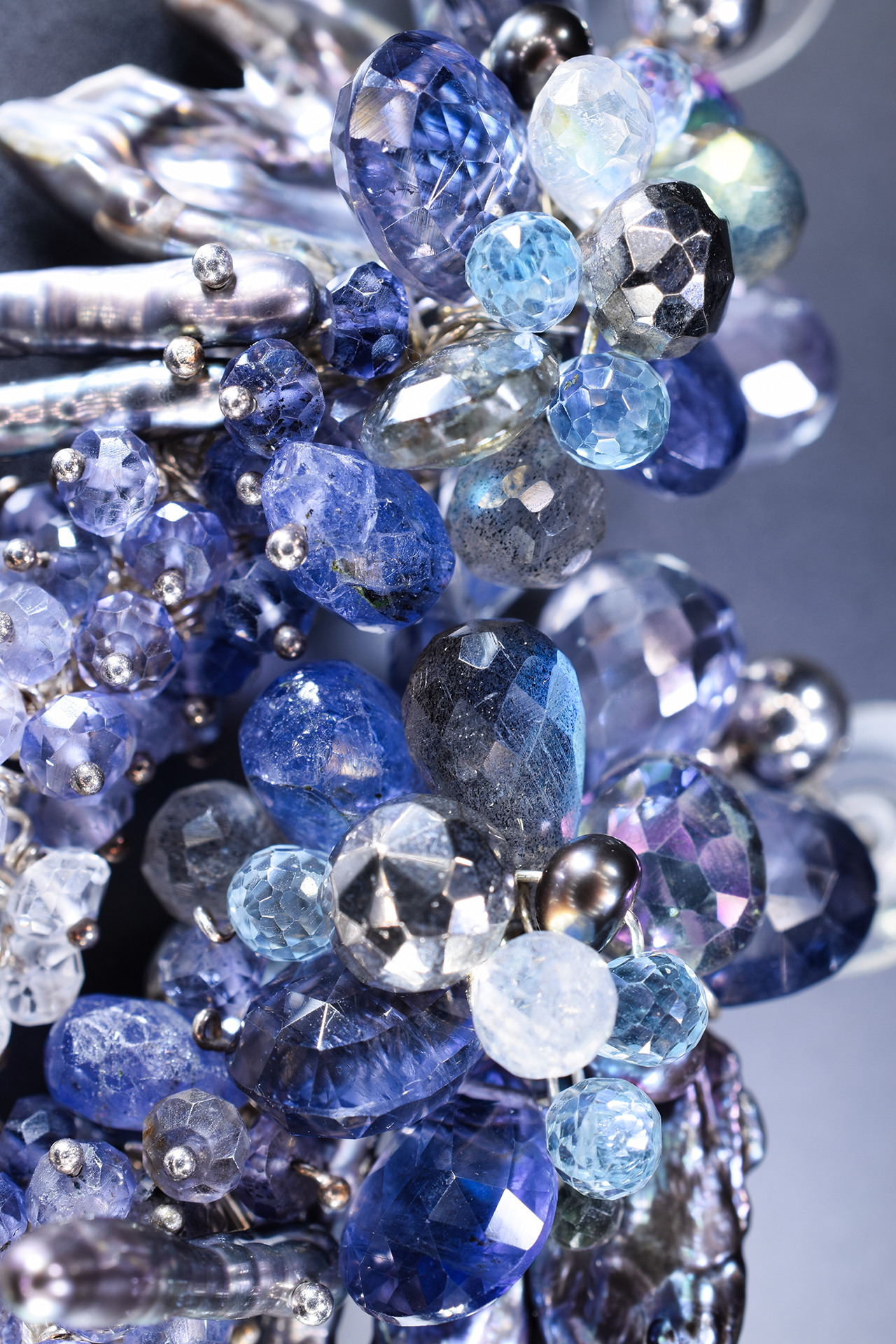 Iolite Ombre Gemstone Cluster Earrings
