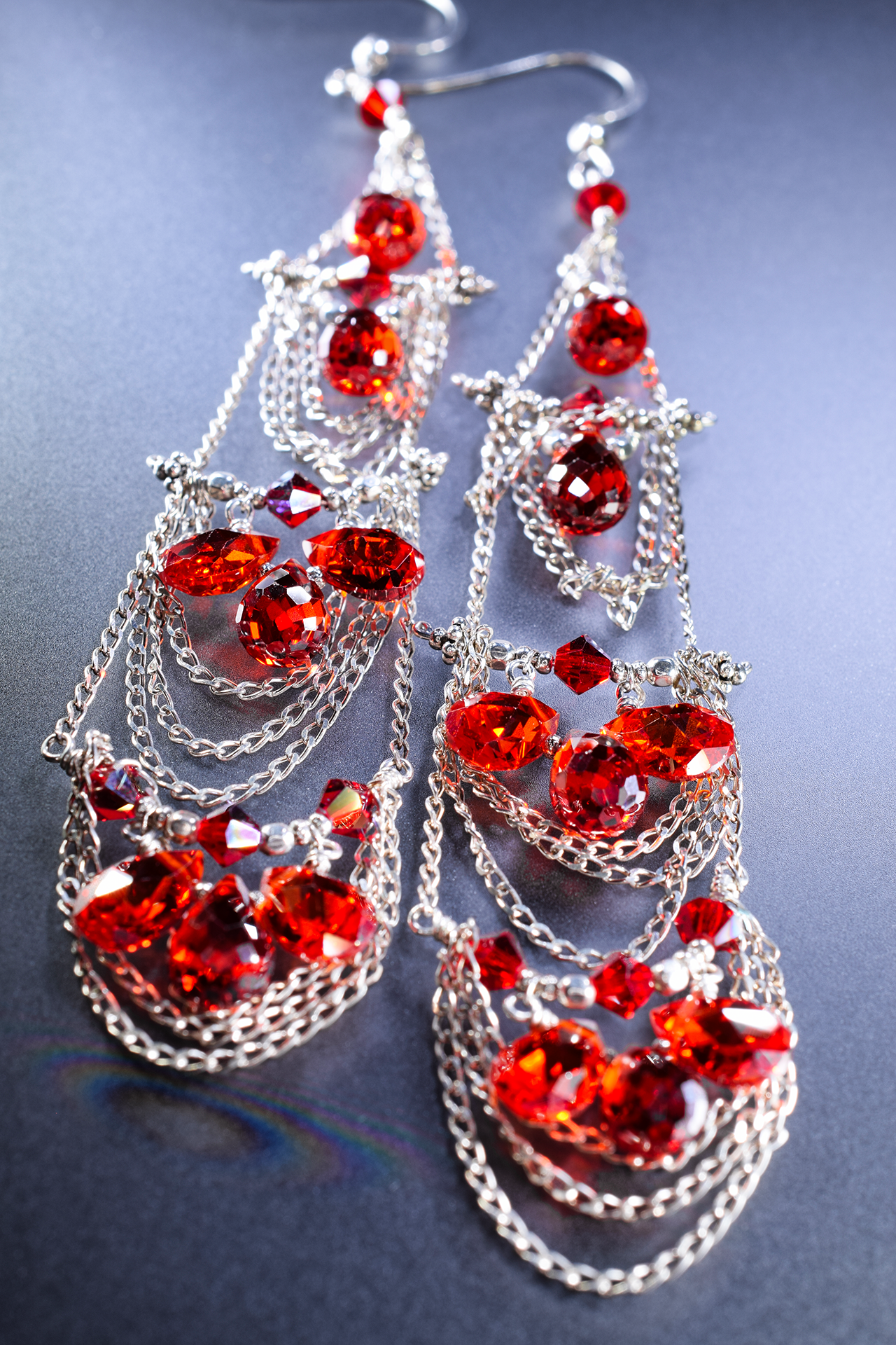 Scarlet Swarovski Chandelier earrings