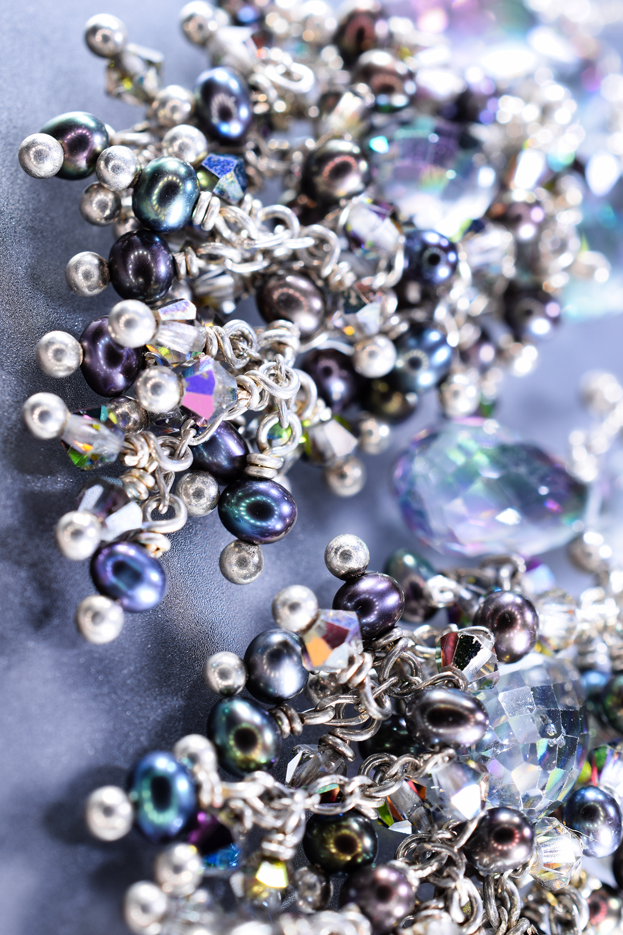 swarovski crystal and pearl chandelier earrings