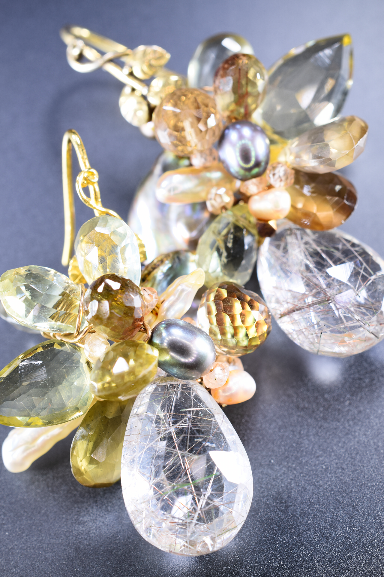 Gemstone and 18k Earrings