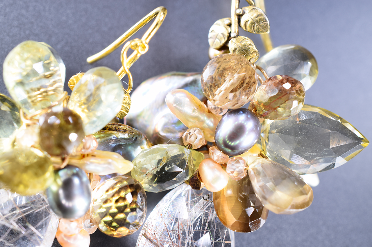 Gemstone and 18k Earrings