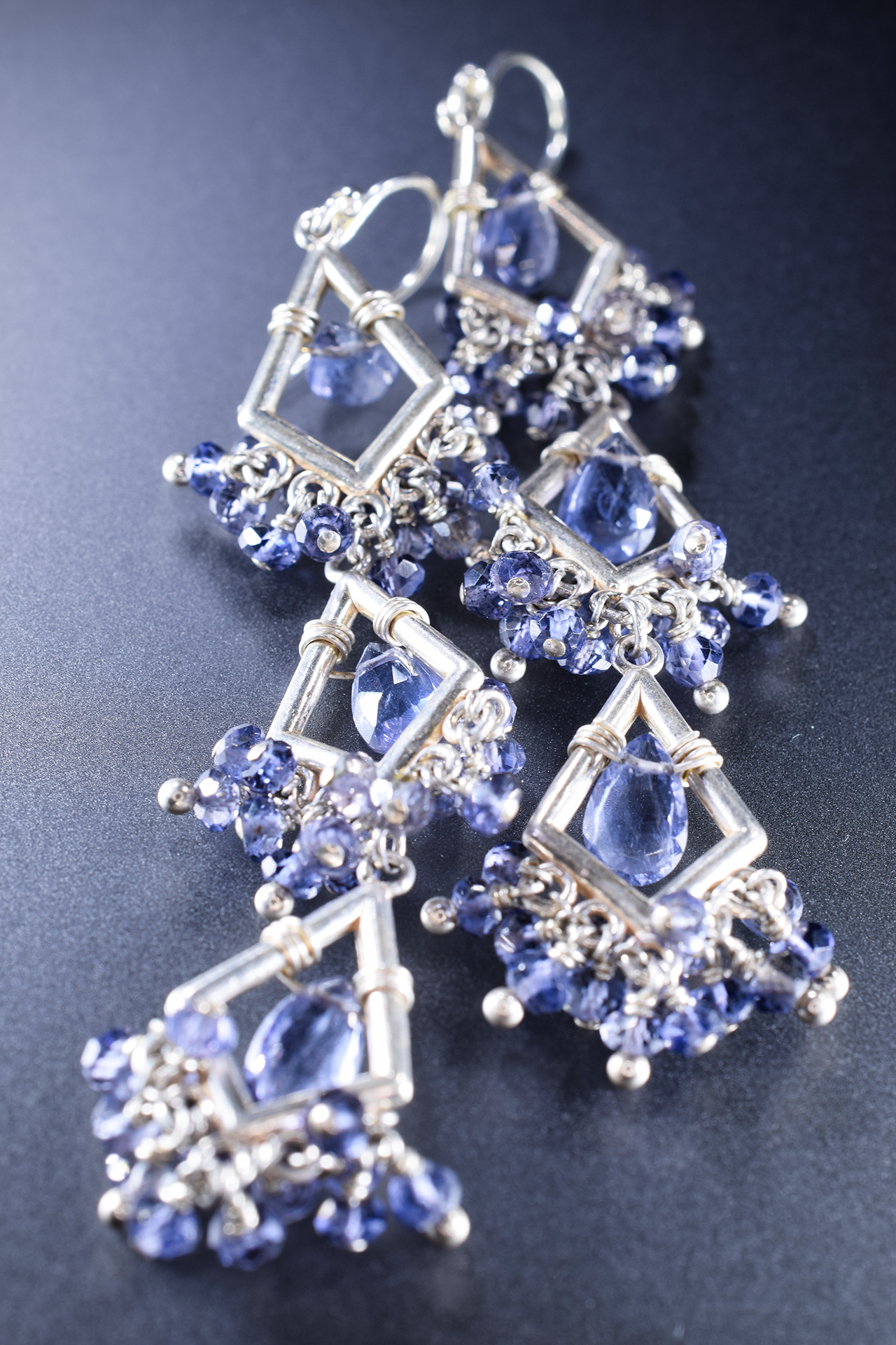 Iolite Tiered Chandelier Earrings