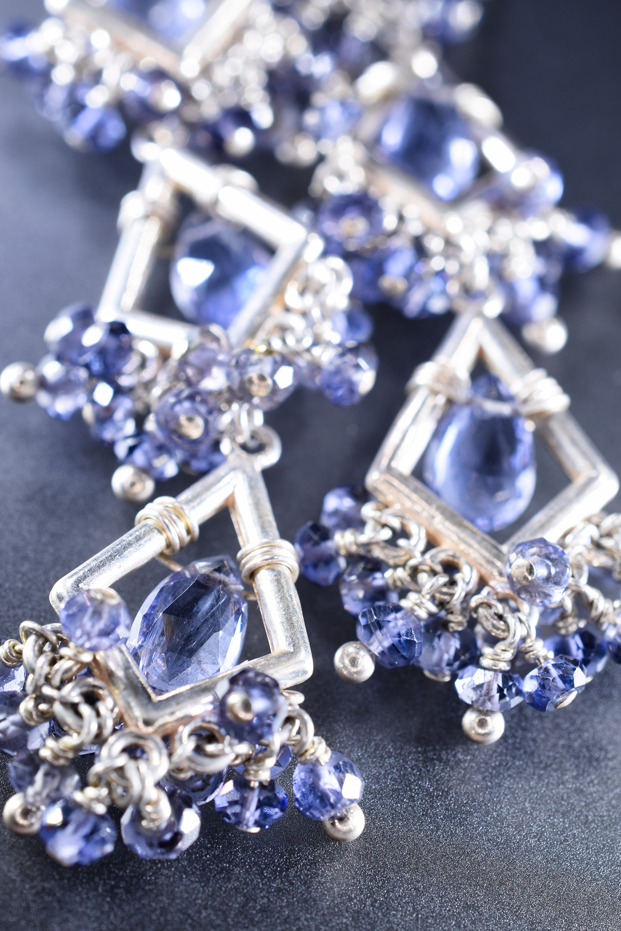 Iolite Tiered Chandelier Earrings