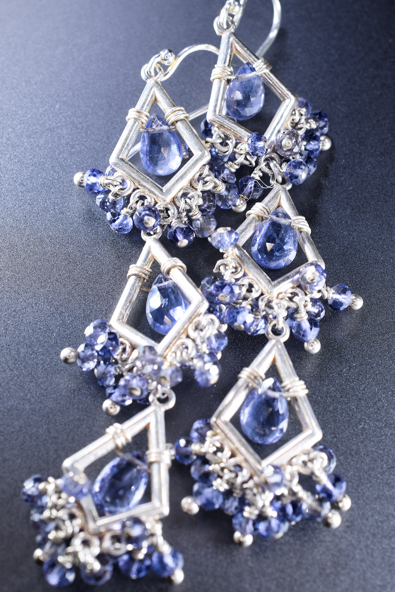 Iolite Tiered Chandelier Earrings