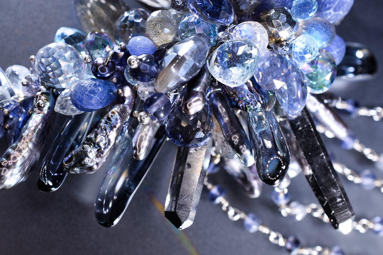 Iolite Ombre Gemstone Cluster Necklace
