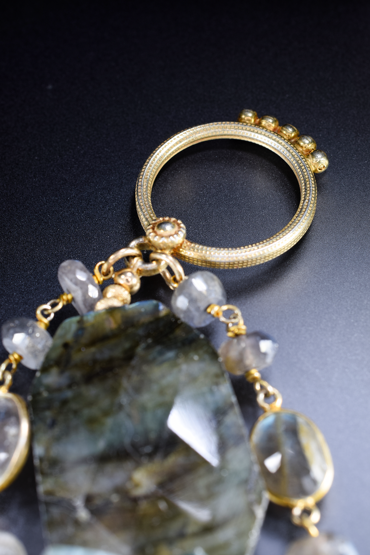 Labradorite and Gemstone Statement Cuff Bracelet