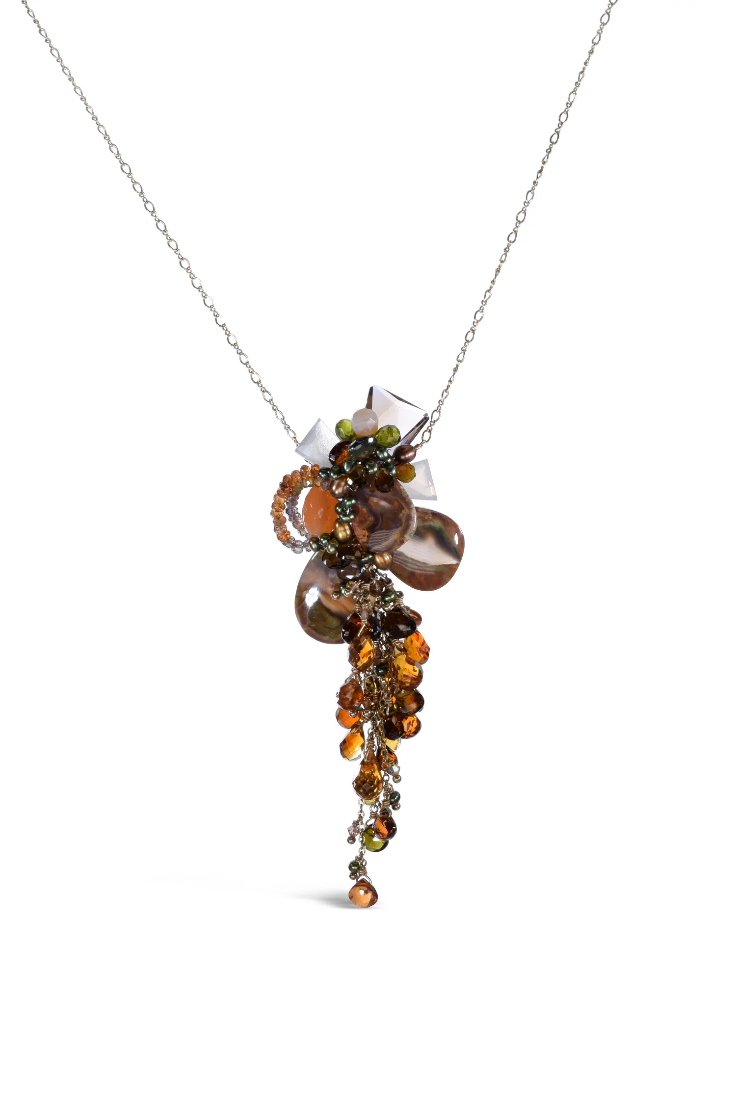 Dinosaur Agate and Tundra Sapphire Necklace, by Andrea Li