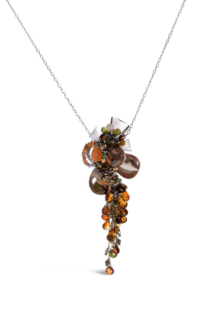 Dinosaur Agate and Tundra Sapphire Necklace, by Andrea Li