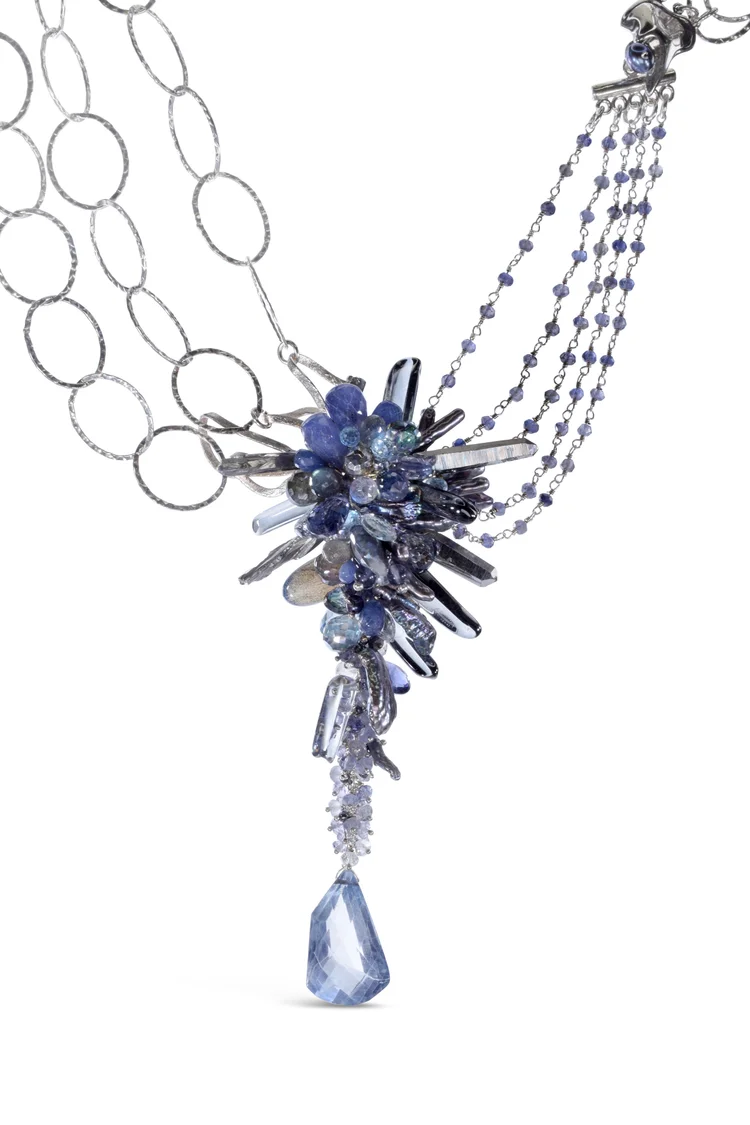 Iolite Ombre Gemstone Cluster Necklace, by Andrea Li