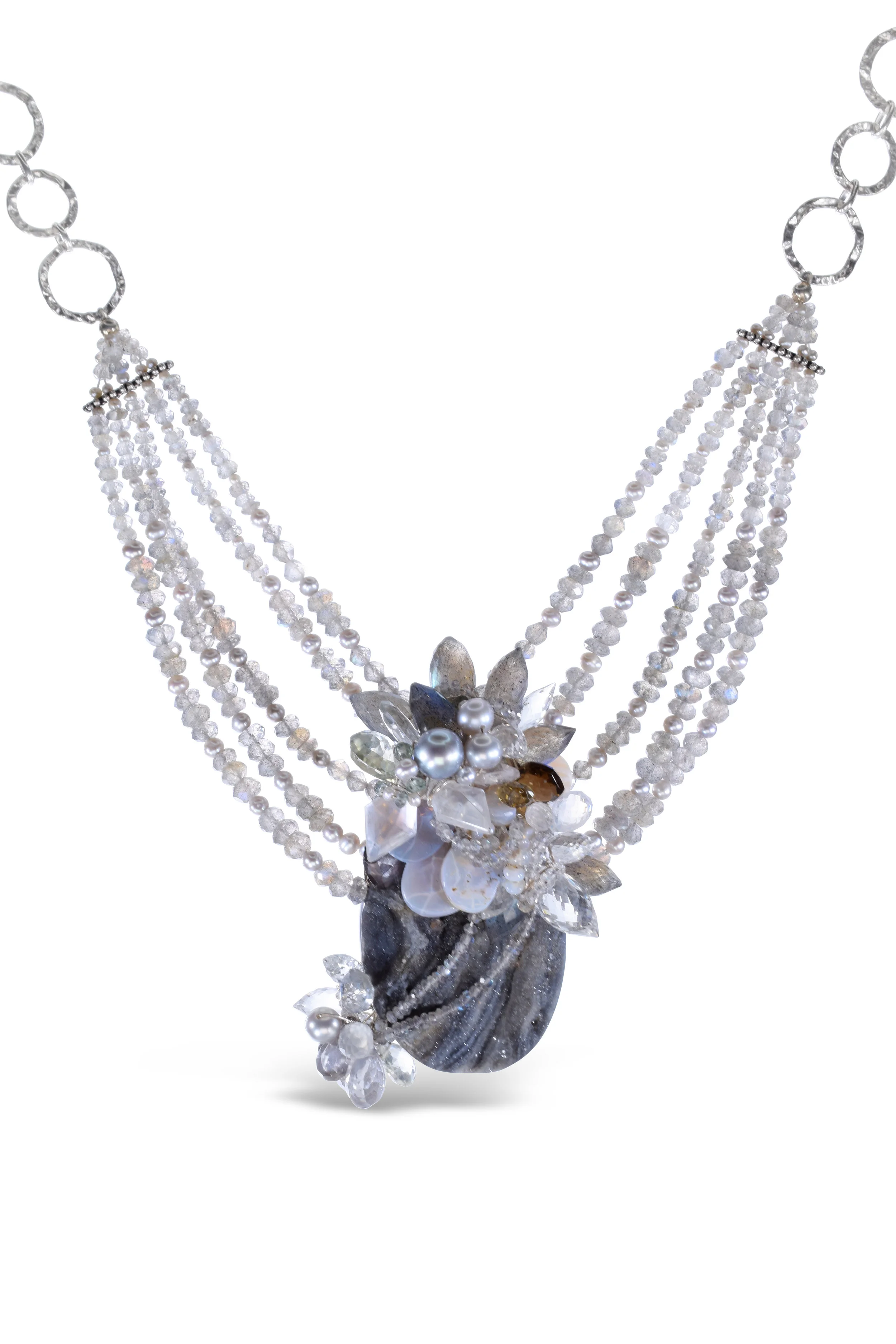 Druzy Agate and Multi-Strand Necklace