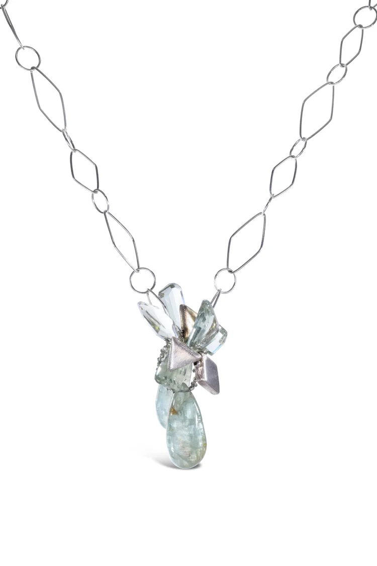 Green Amethyst Geometric Necklace, by Andrea Li