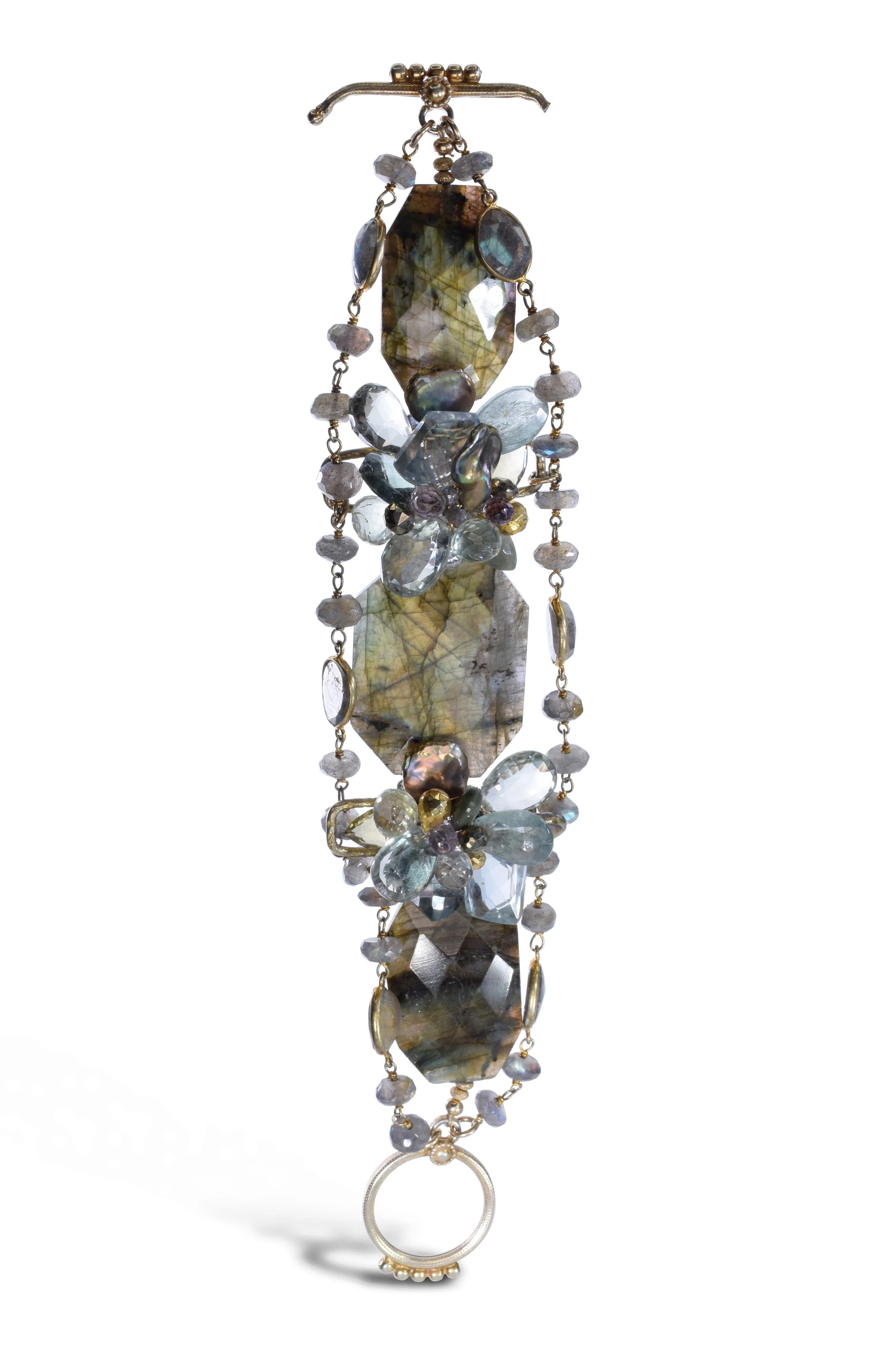 Labradorite and Gemstone Statement Cuff Bracelet