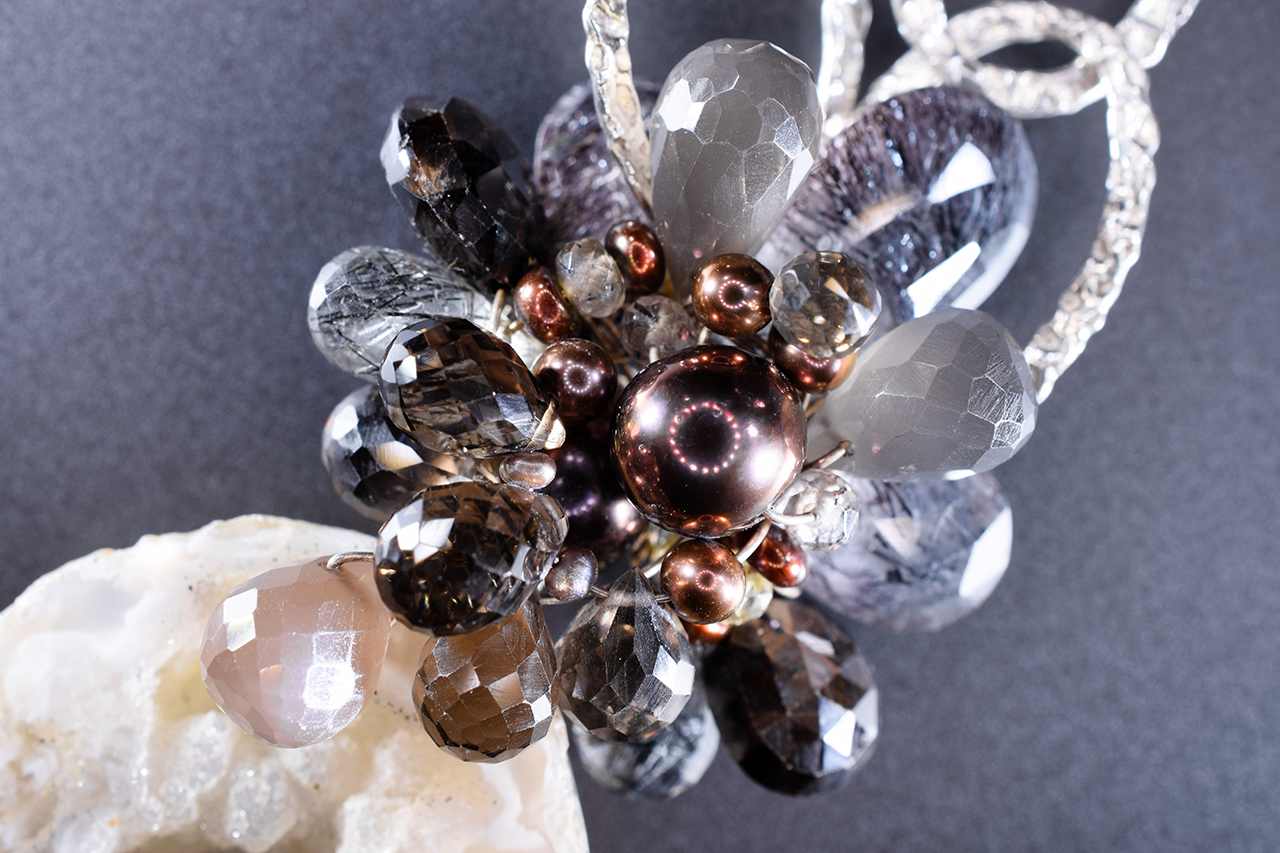 Druzy Pendant and Gemstone Necklace