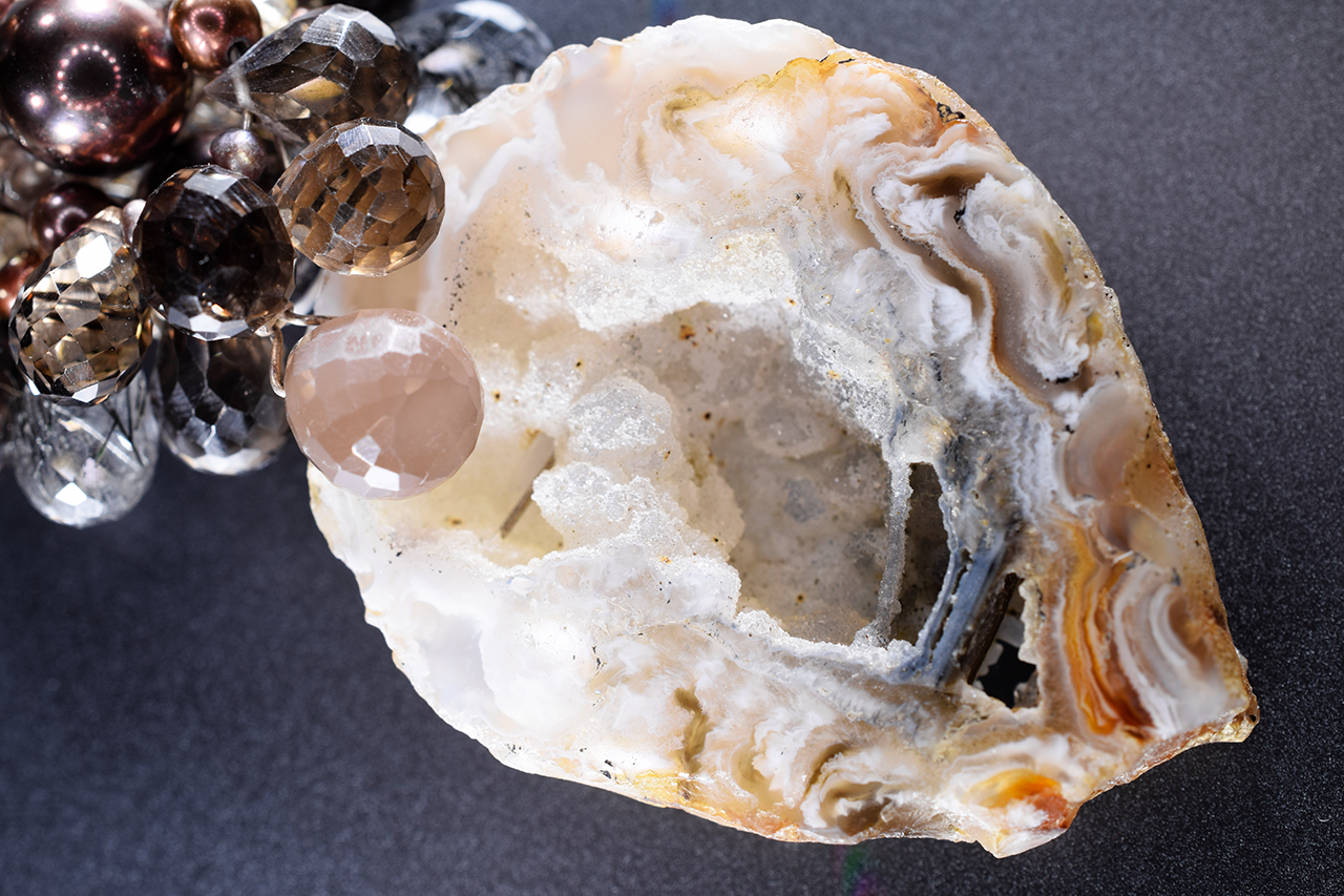 Druzy Pendant and Gemstone Necklace