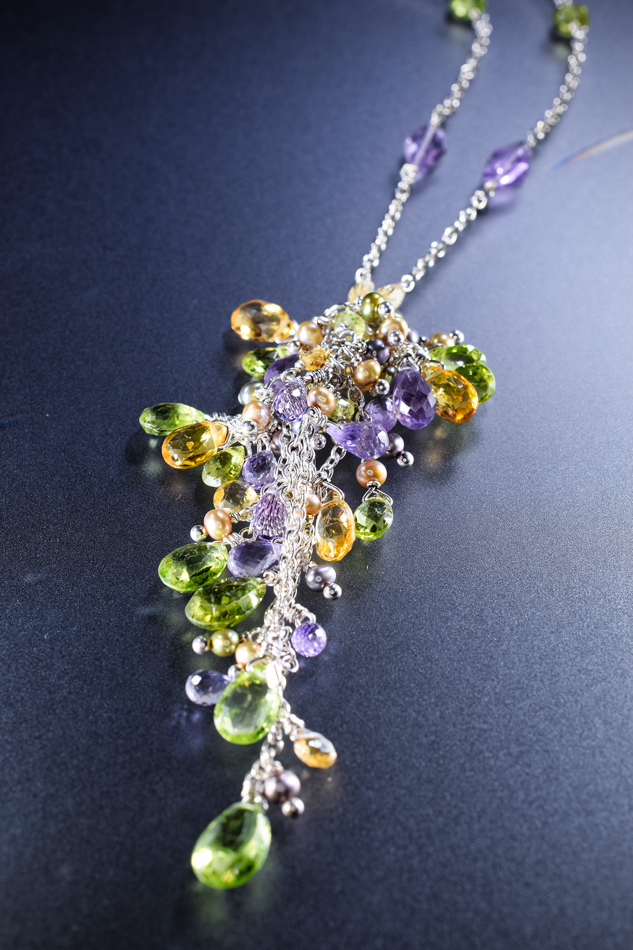 Peridot and Citrine Gemstone Necklace