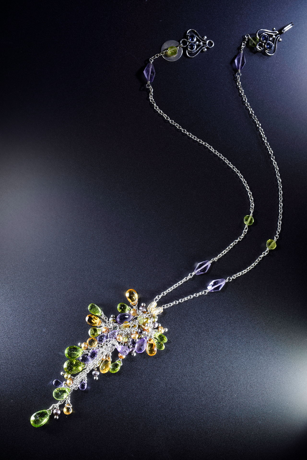 Peridot and Citrine Gemstone Necklace