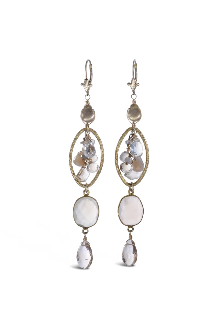 Golden Rutile and Gemstone Earrings, by Andrea Li